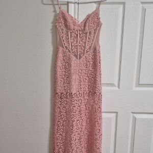 Elegant Pink Lace Dress